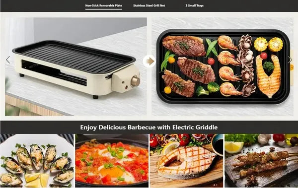 Smokeless Indoor Electric Grill with Removable Non-Stick Plate
