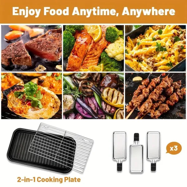 Smokeless Indoor Electric Grill with Removable Non-Stick Plate