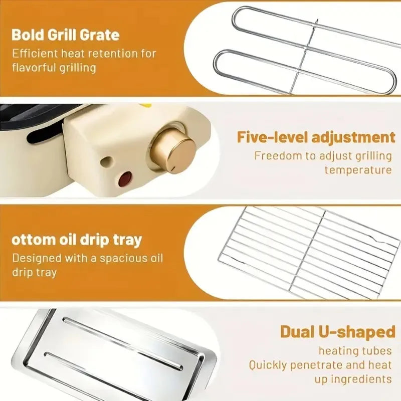 Smokeless Indoor Electric Grill with Removable Non-Stick Plate